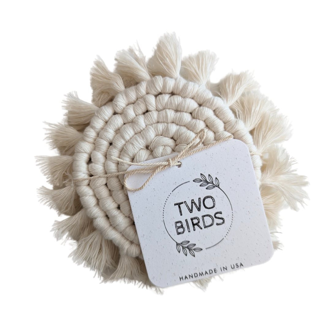 Custom Solid Macrame Coasters - Set of 2