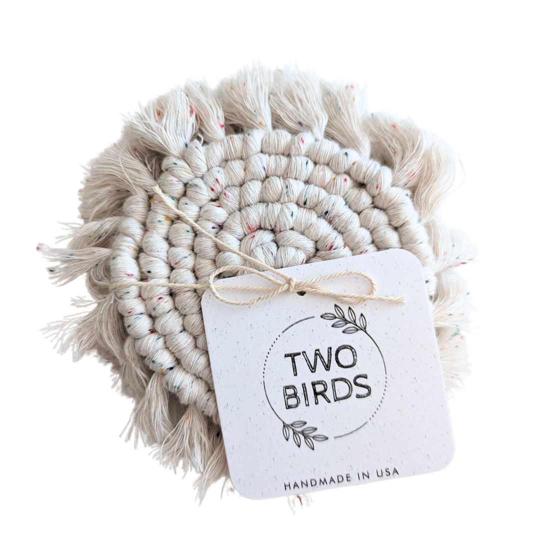 Custom Solid Macrame Coasters - Set of 2