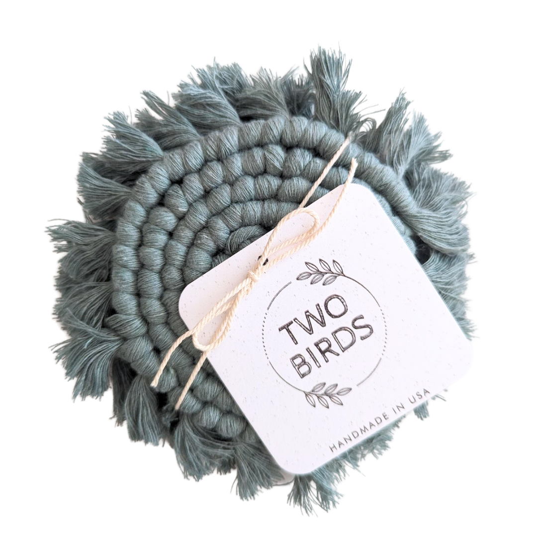 Custom Solid Macrame Coasters - Set of 2
