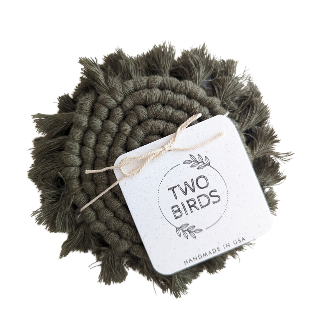 Custom Solid Macrame Coasters - Set of 2