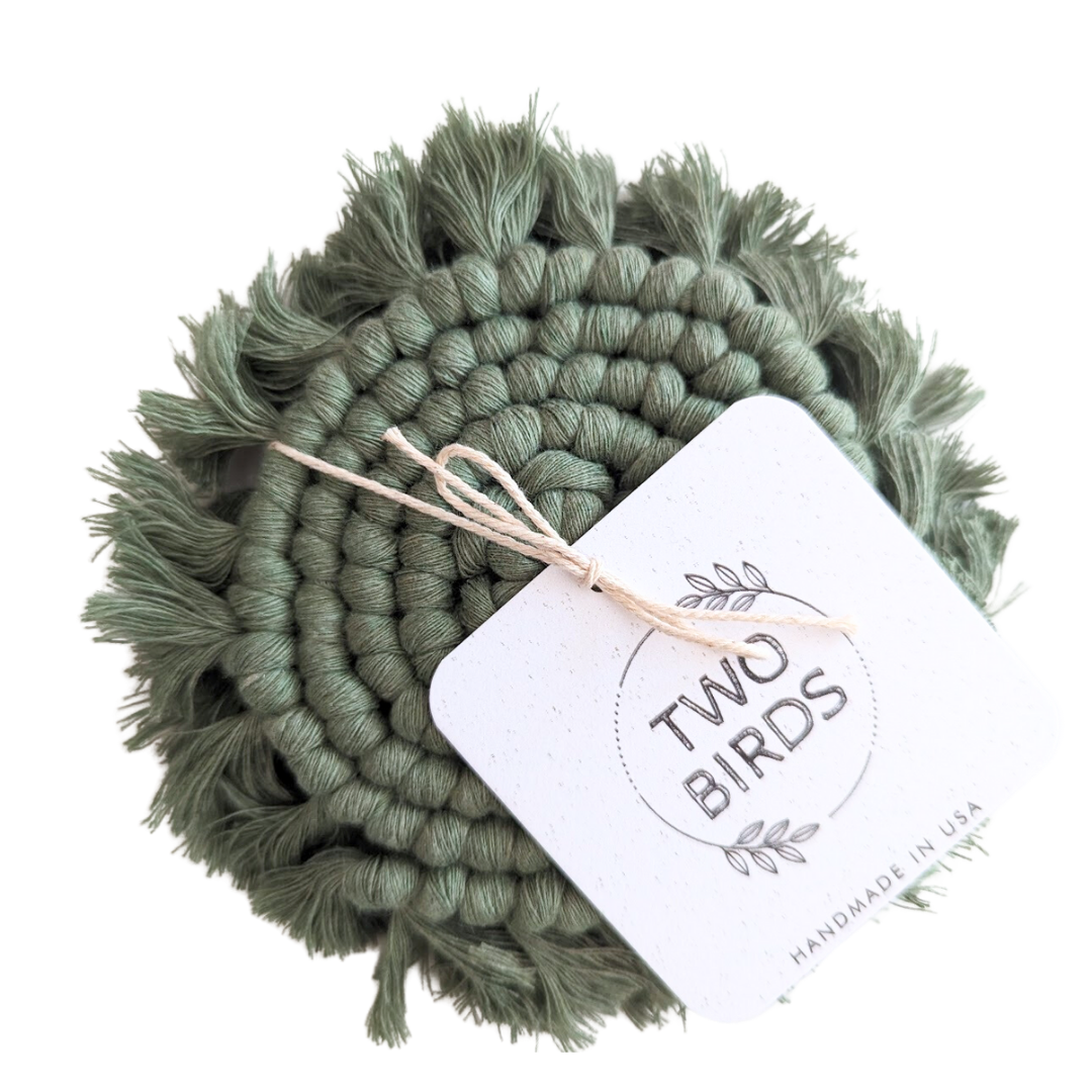 Custom Solid Macrame Coasters - Set of 2