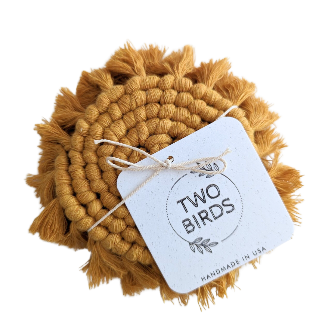 Custom Solid Macrame Coasters - Set of 2