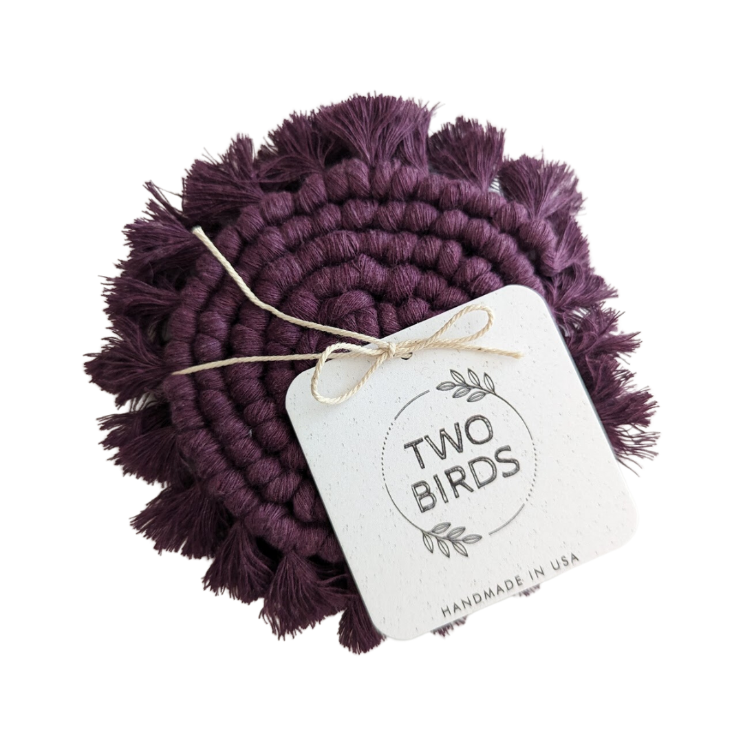 Custom Solid Macrame Coasters - Set of 2