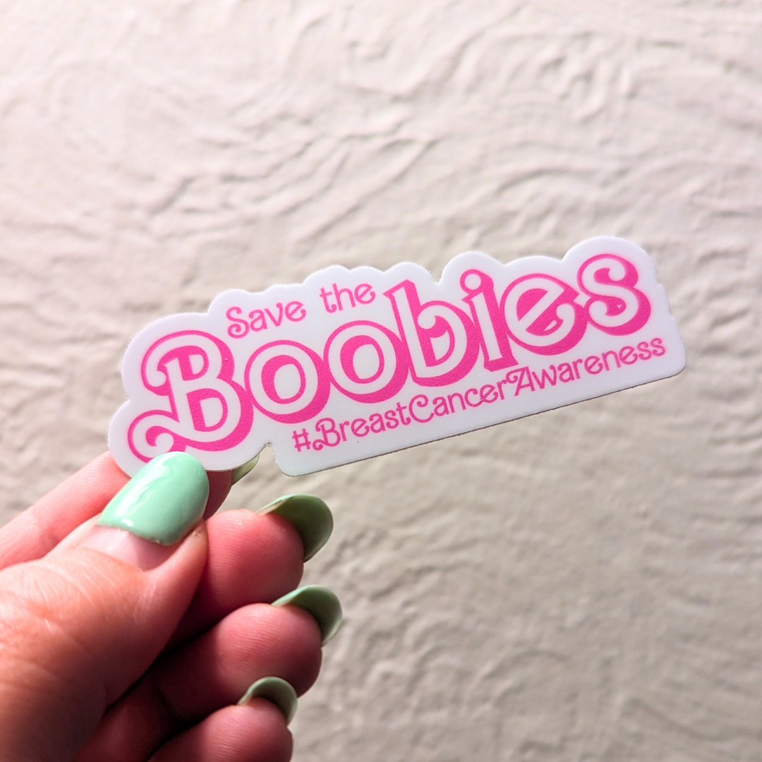 Save the Boobies Sticker Barbie Font