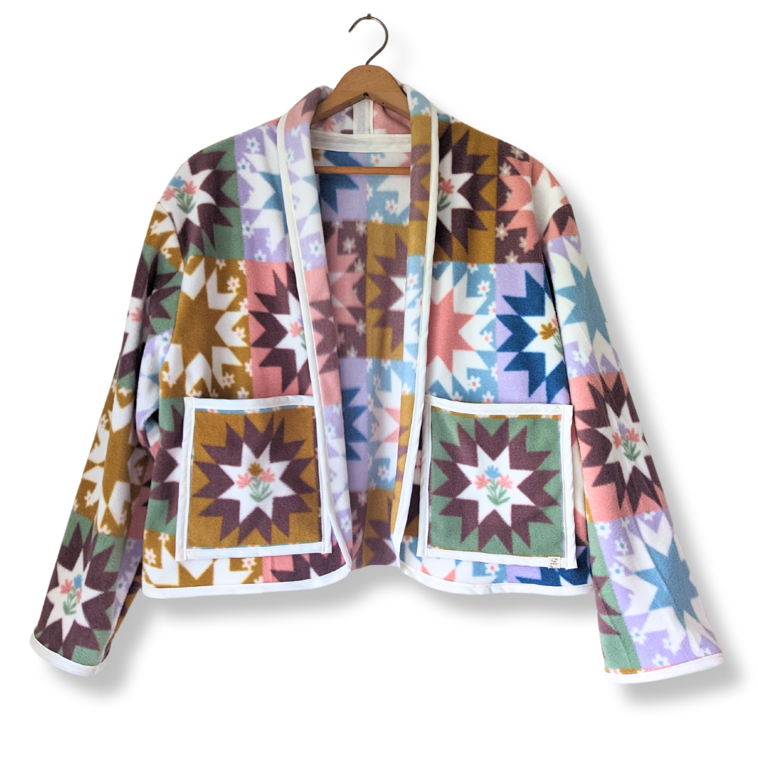 Cardi Coat - Spring Patchwork Print