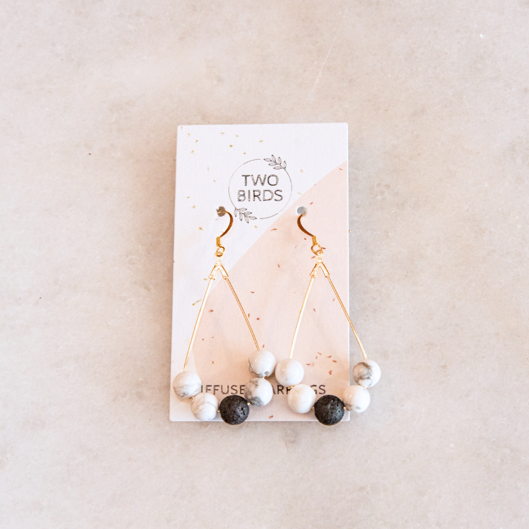 Teardrop Diffuser Earrings - Marble Howlite
