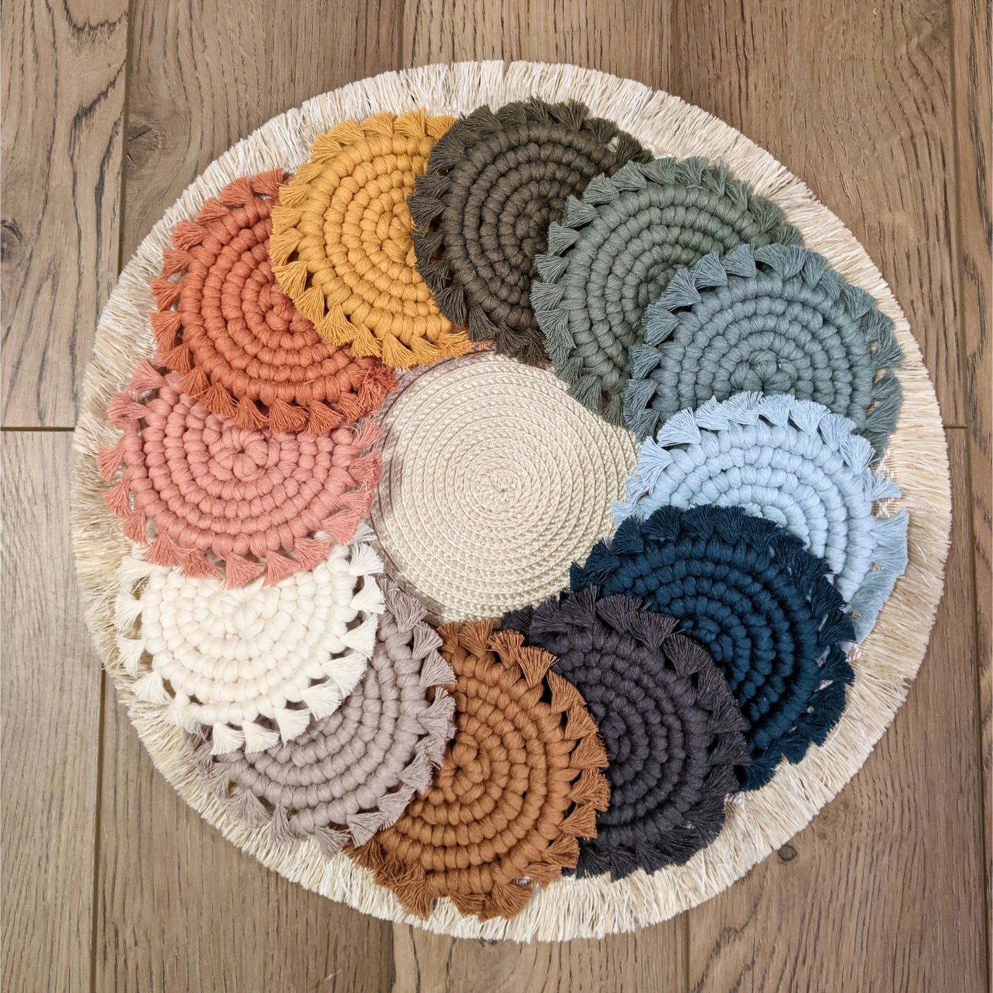 Macrame Set of 2 Coasters - Ivory