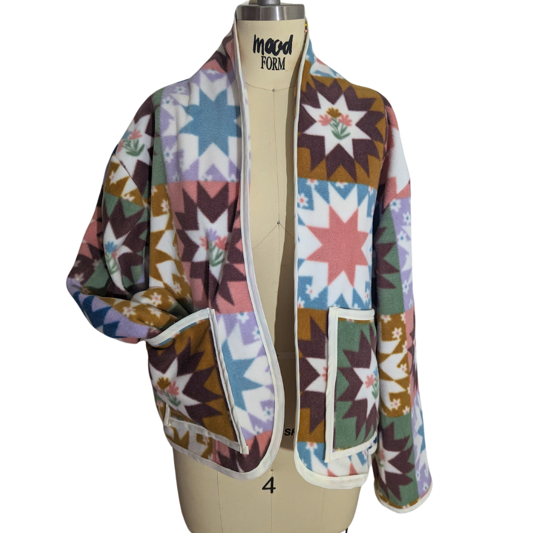 Cardi Coat - Spring Patchwork Print