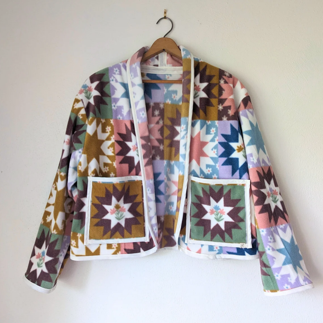 Cardi Coat - Spring Patchwork Print