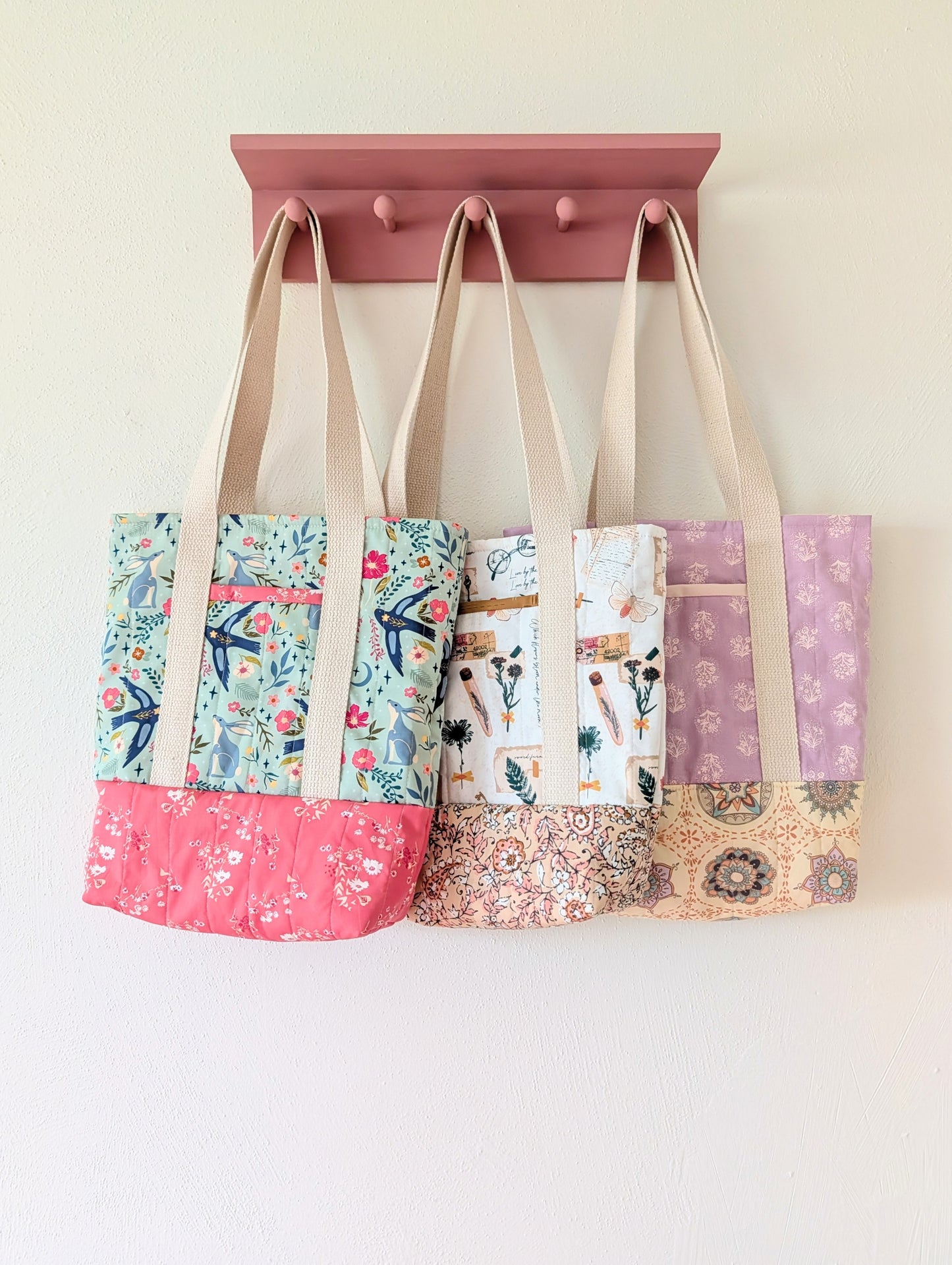 Quilted Two-Tone Tote Bag - Starling