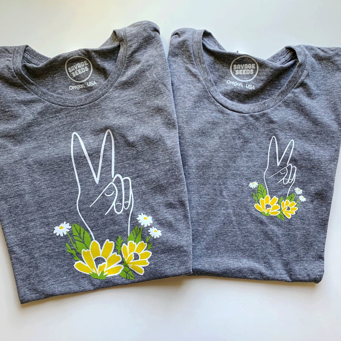 Floral Peace Tee - Grey (Full Print)