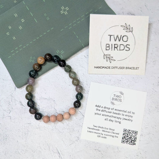 Gemstone Diffuser Bracelet - Fancy Jasper + Rosewood