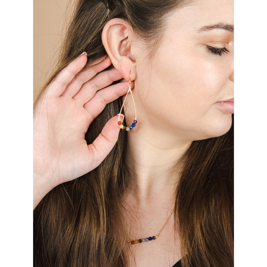 Chakra Gemstone Teardrop Earrings