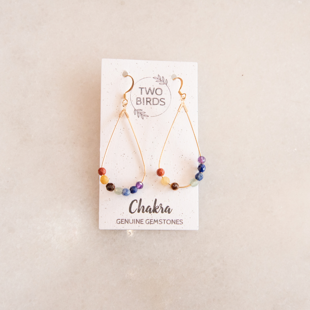 Chakra Gemstone Teardrop Earrings