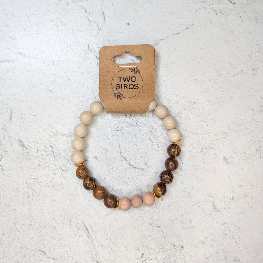 Gemstone Diffuser Bracelet - Oak Jasper + Riverstone + Rosewood