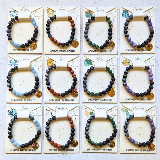 Zodiac Diffuser Bracelet w/ Gold Charm - Taurus