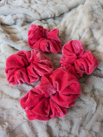 Hot Pink Velvet Messy Bun Hair Scrunchies