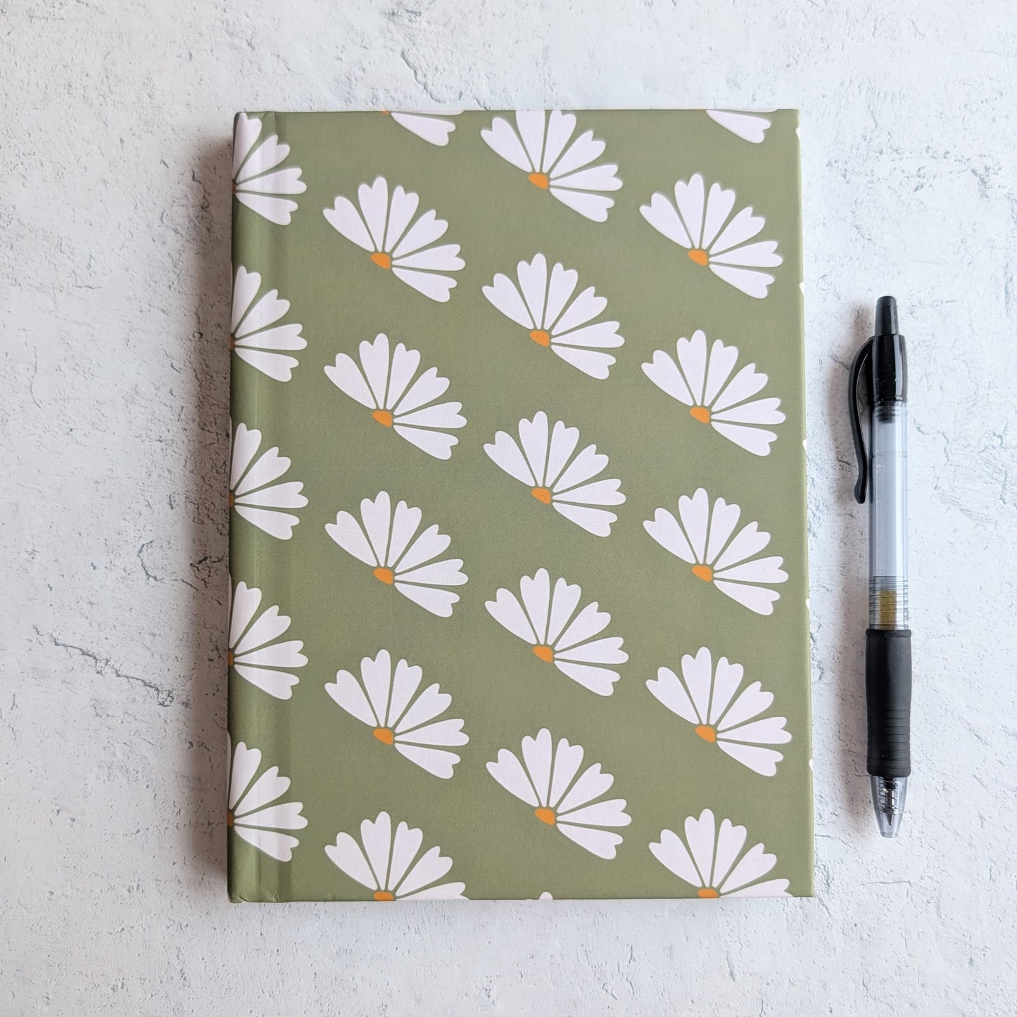 Lined Hardcover Notebook - Stamped Daisy