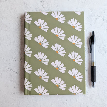 Lined Hardcover Notebook - Stamped Daisy