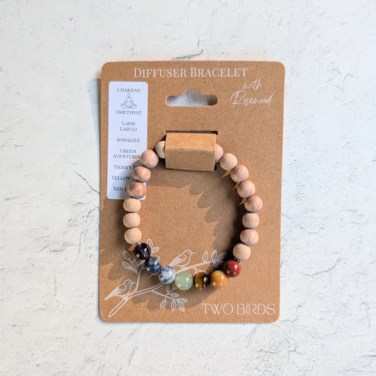 Chakra Gemstone Diffuser Bracelet - Rosewood
