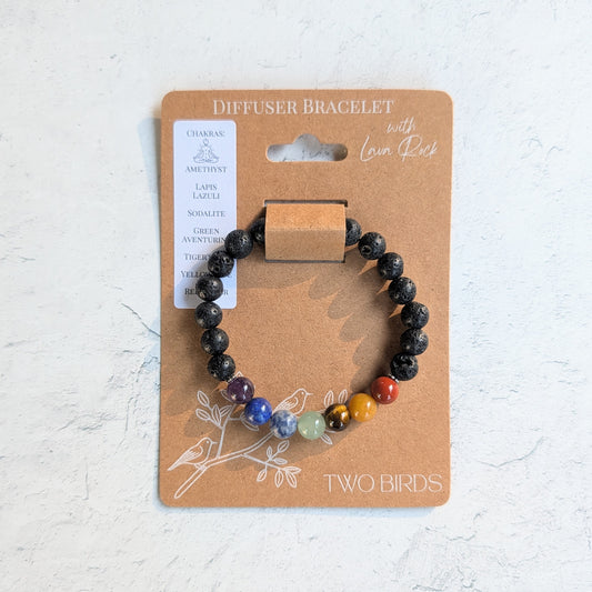 Chakra Gemstone Diffuser Bracelet - Lava Rock