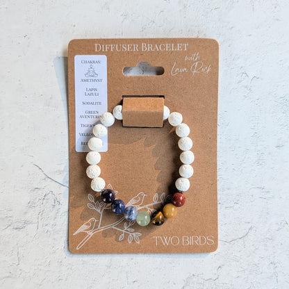Chakra Gemstone Diffuser Bracelet - White Lava Rock