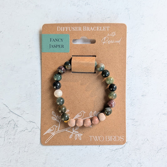 Gemstone Diffuser Bracelet - Fancy Jasper + Rosewood