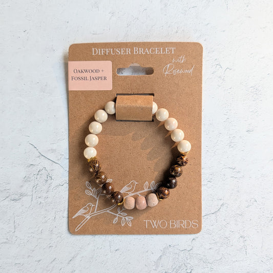 Gemstone Diffuser Bracelet - Oak Jasper + Riverstone + Rosewood