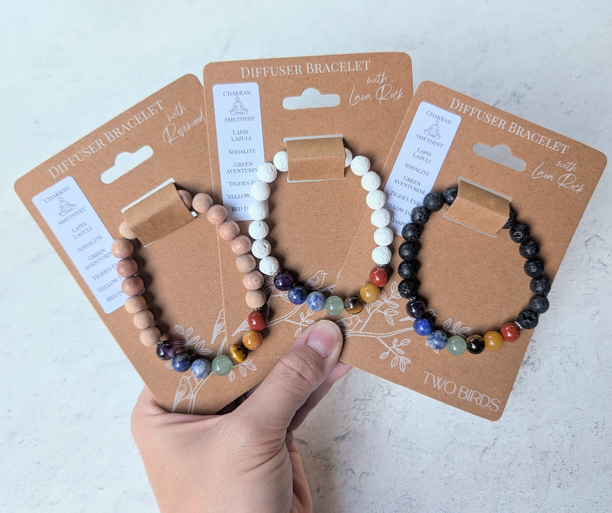 Chakra Gemstone Diffuser Bracelet - White Lava Rock