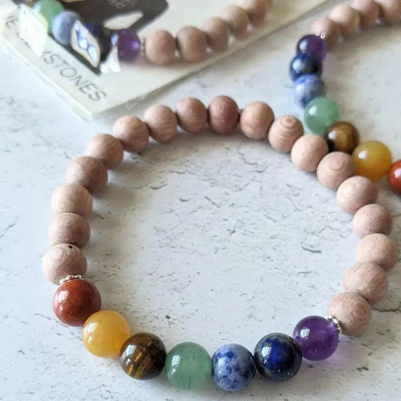 Chakra Gemstone Diffuser Bracelet - Rosewood