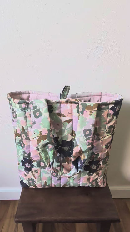 Large Puff Quilted Tote Bag - Meadow Bloom