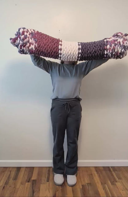 Handmade Chunky Knit Throw Blanket - Mixed Berry