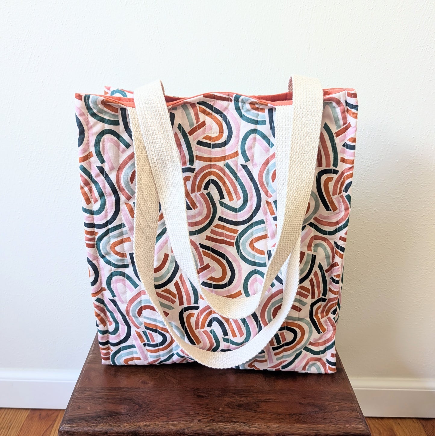 The Easy Tote - Quilted Mod Rainbow