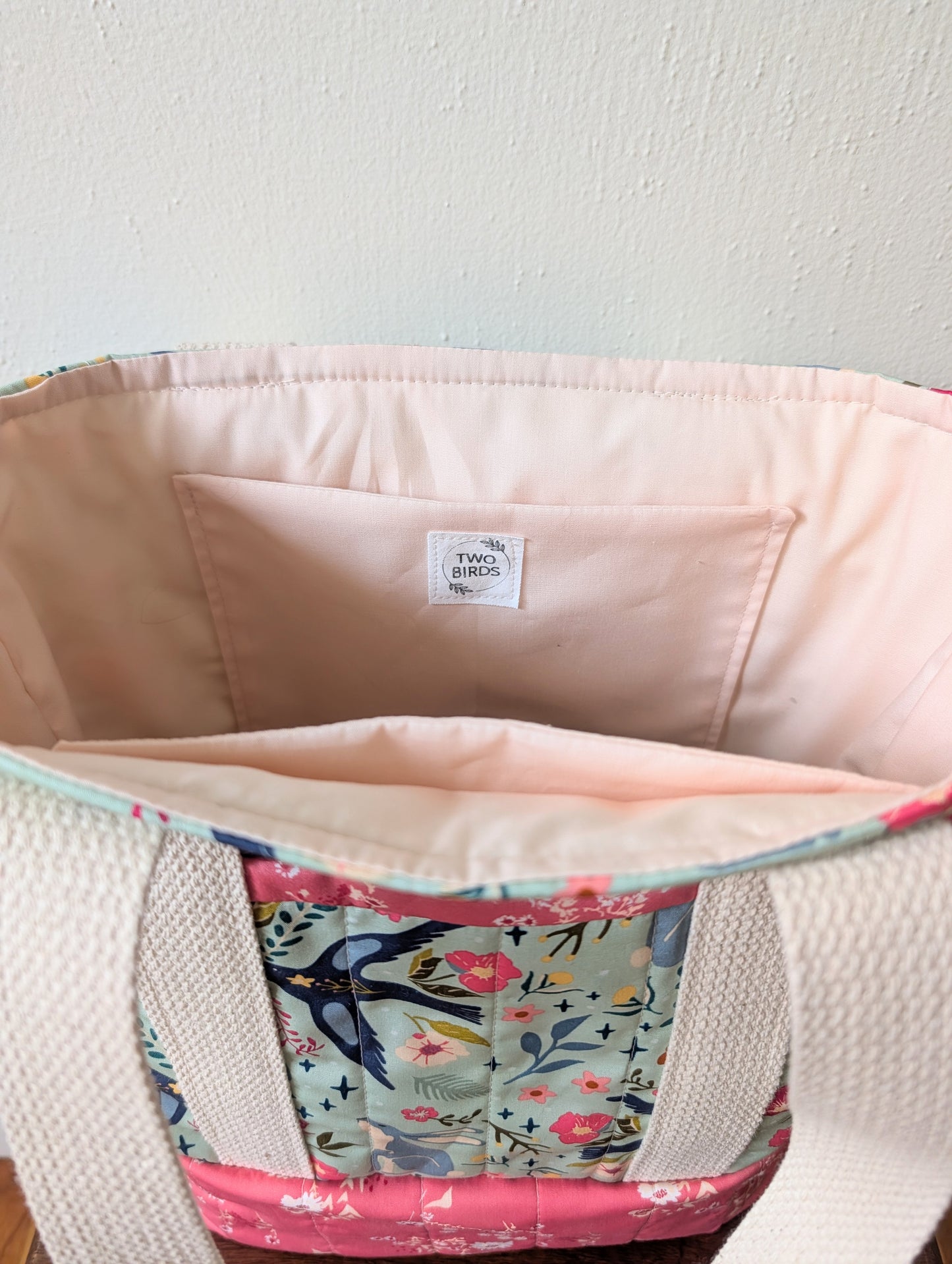 Quilted Two-Tone Tote Bag - Starling