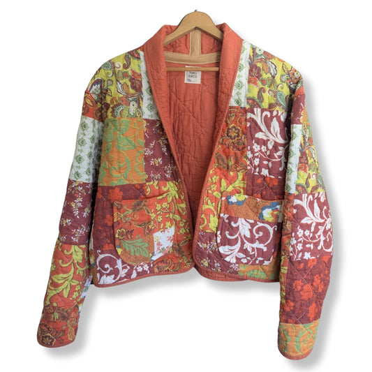 Cardi Coat - Quilted Orange Patchwork