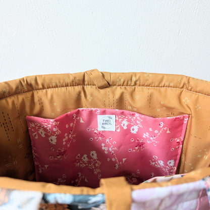 Large Puff Quilted Tote Bag - Upcycled Scrapwork