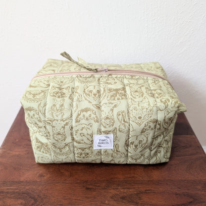 Large Quilted Cosmetic Bag - Wildlife Buddies