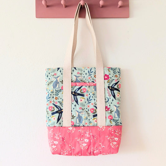 Quilted Two-Tone Tote Bag - Starling