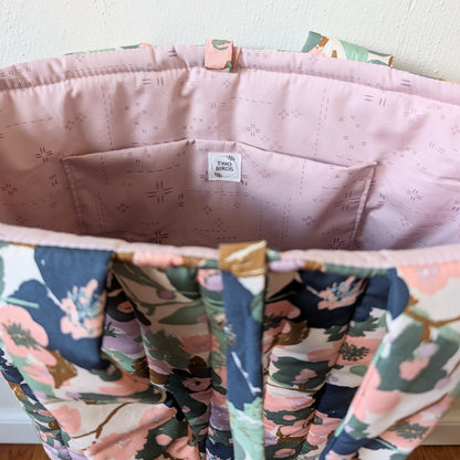 Large Puff Quilted Tote Bag - Meadow Bloom