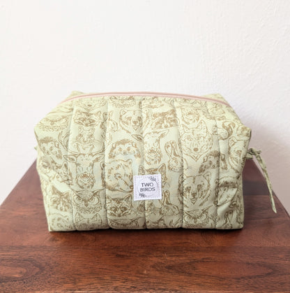 Large Quilted Cosmetic Bag - Wildlife Buddies