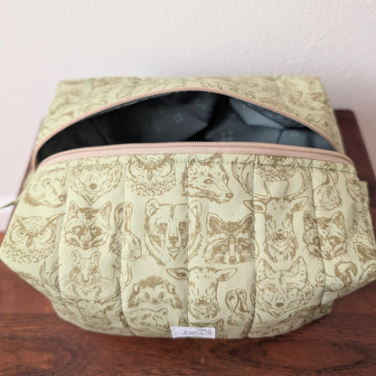 Large Quilted Cosmetic Bag - Wildlife Buddies