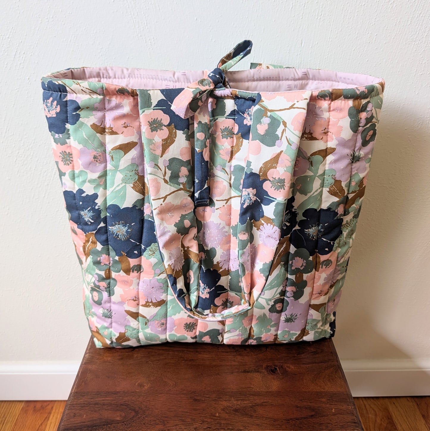 Large Puff Quilted Tote Bag - Meadow Bloom