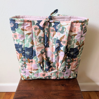 Large Puff Quilted Tote Bag - Meadow Bloom