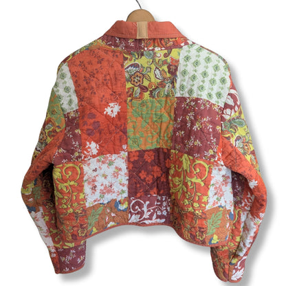 Cardi Coat - Quilted Orange Patchwork