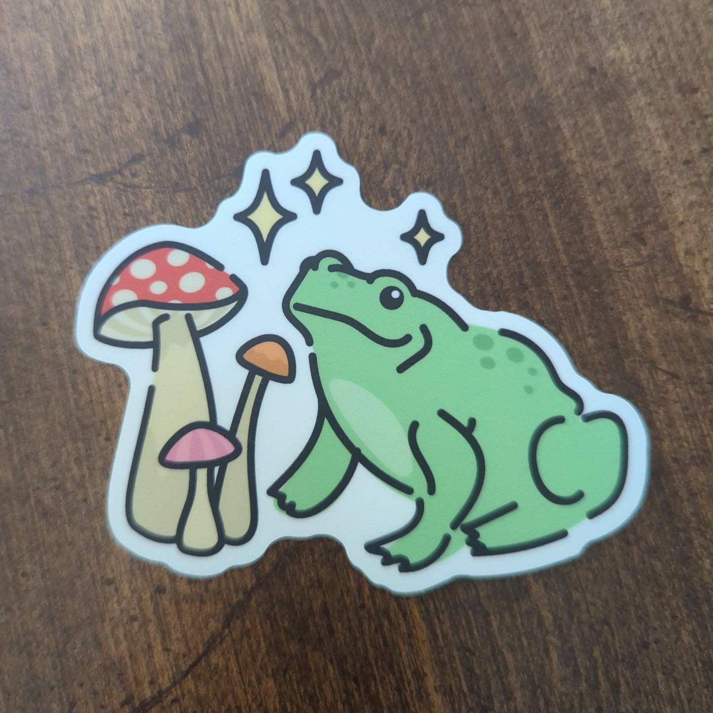 Frog & Mushrooms Sticker