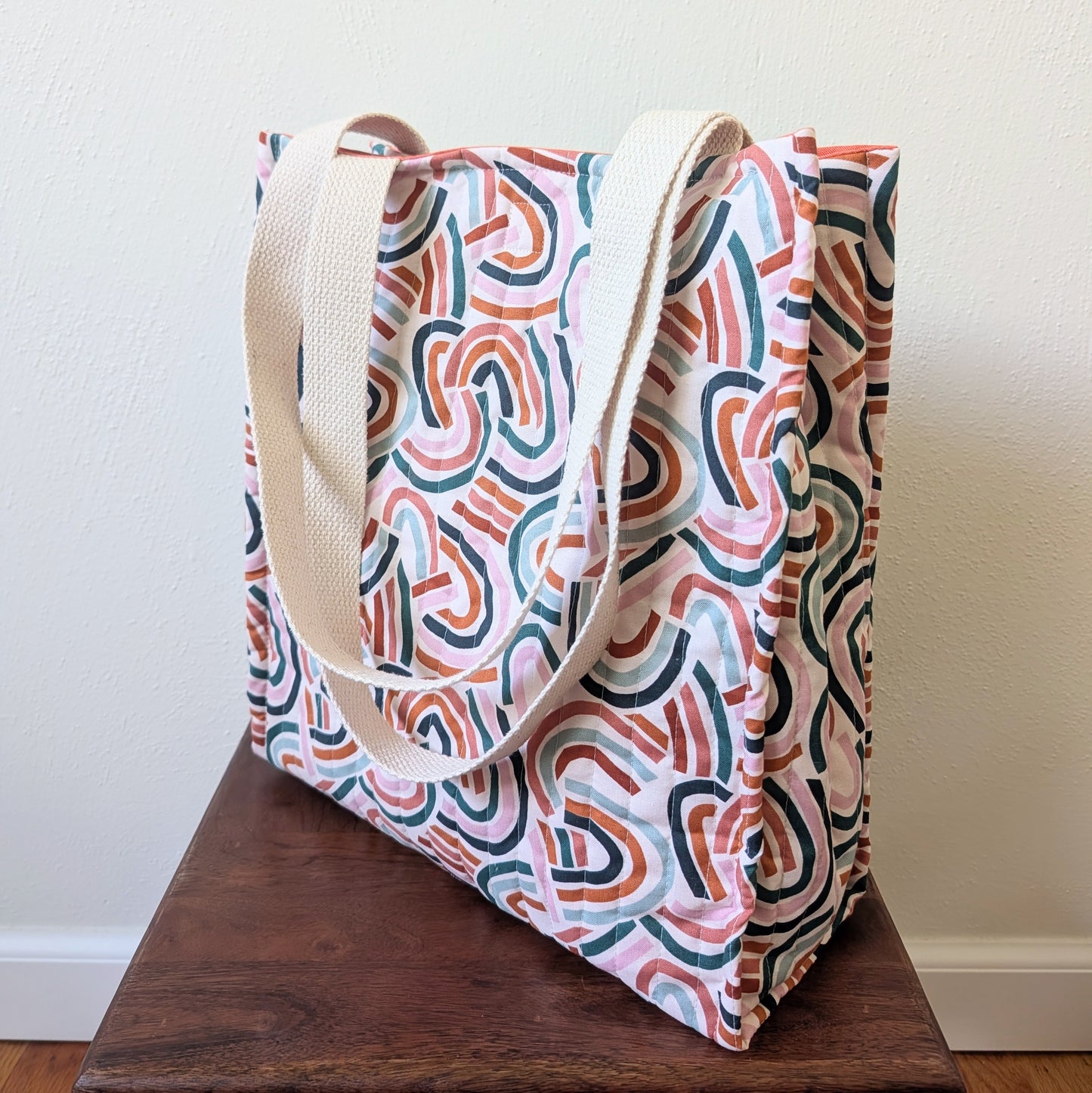 The Easy Tote - Quilted Mod Rainbow