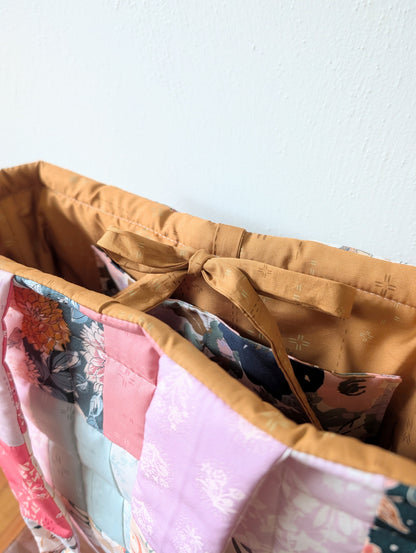 Large Puff Quilted Tote Bag - Upcycled Scrapwork