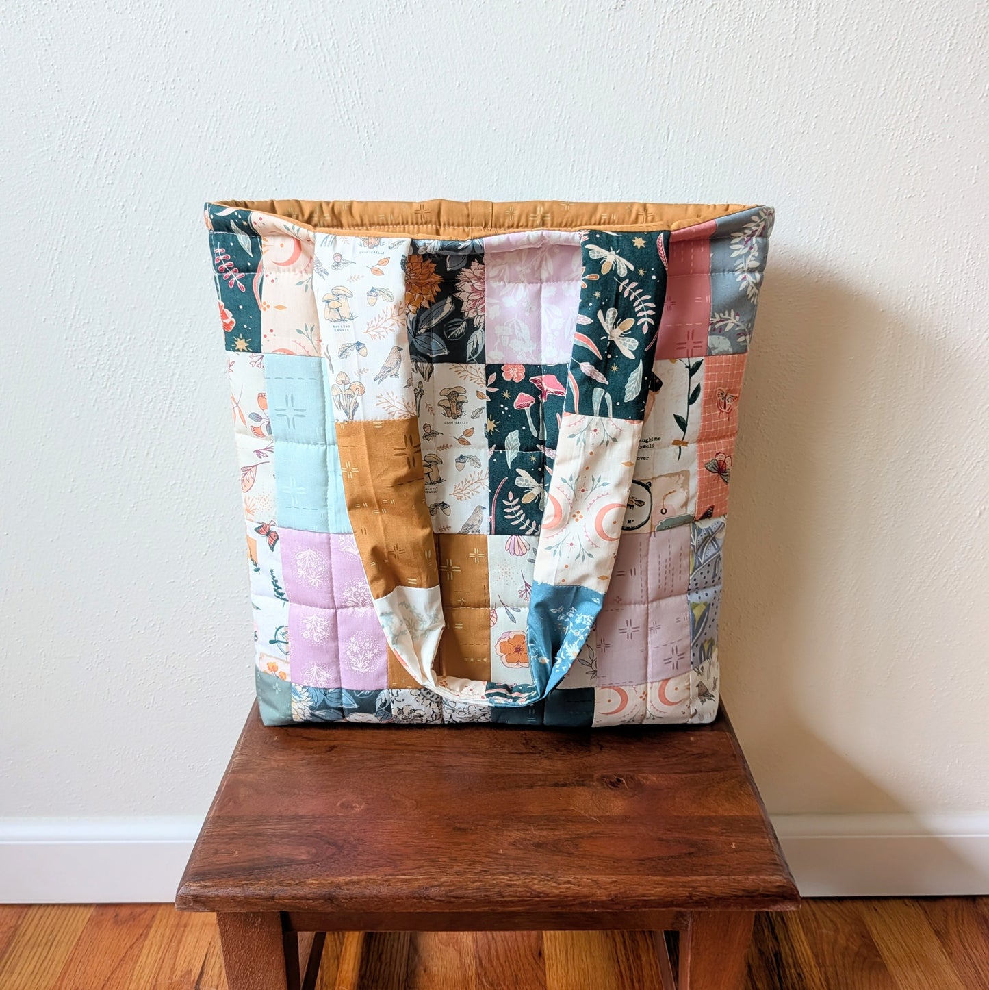 Large Puff Quilted Tote Bag - Upcycled Scrapwork
