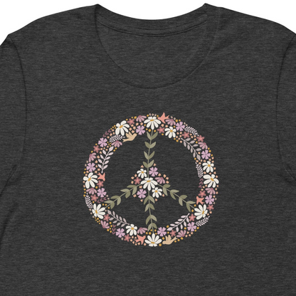 Peace Wreath Heather Dark Grey Unisex T-shirt