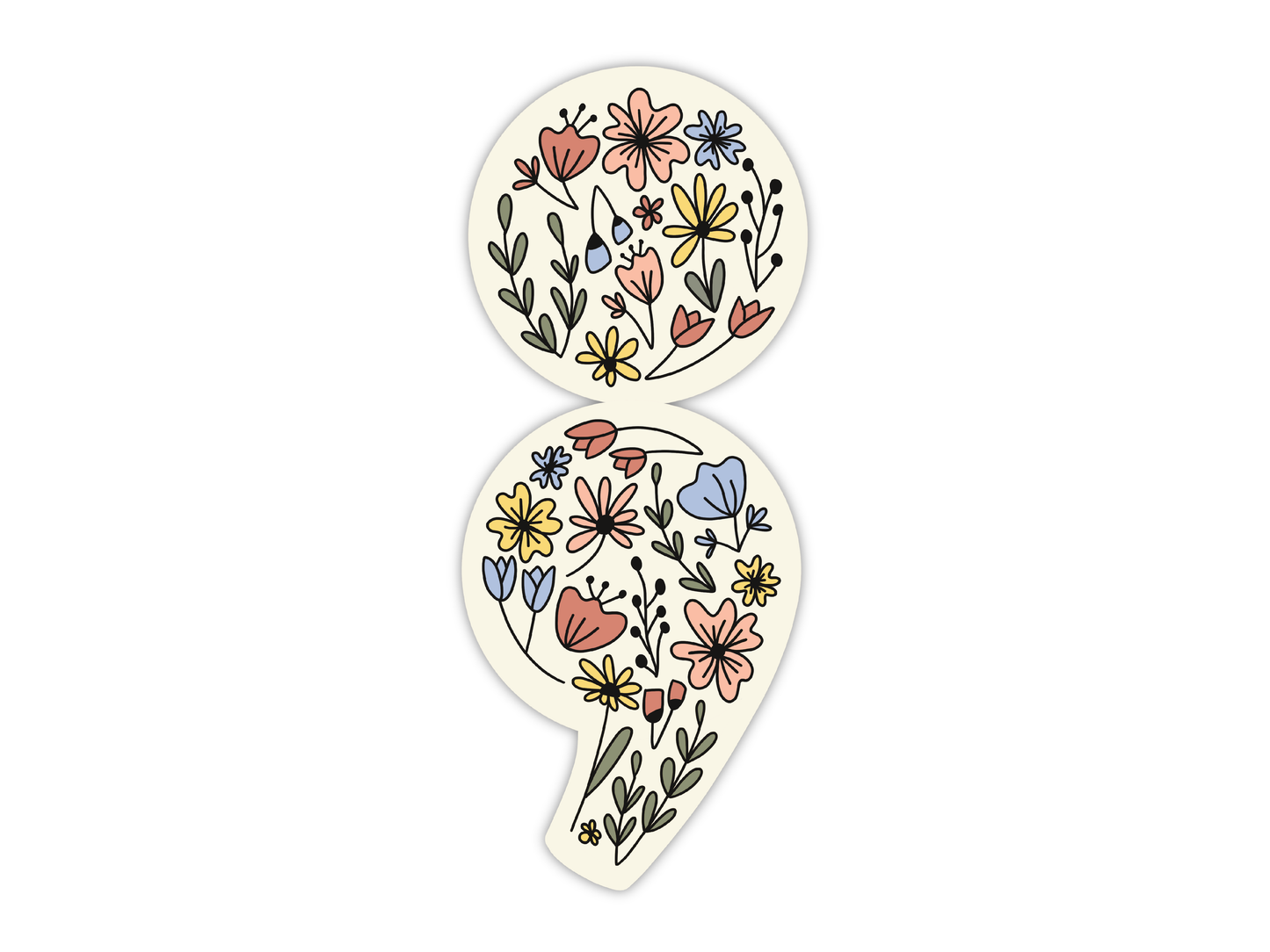 Floral Semicolon Sticker